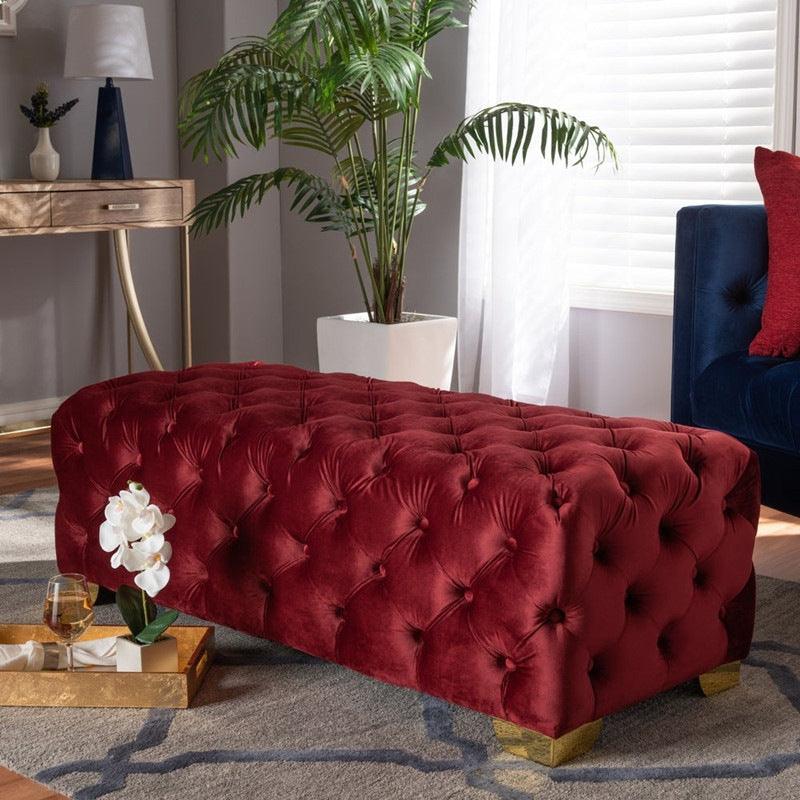 Presenthem Velvet Tufted Ottoman Bench - Present Them